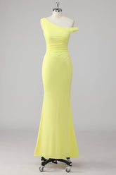 Einfaches Meerjungfrau Lemon Ein Schulter Langes Ballkleid